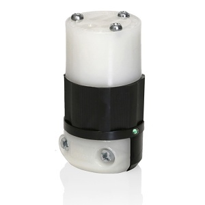 Leviton 5669-PLC Straight Blade Connector, Industrial Grade, 15A, 250V, Black-White