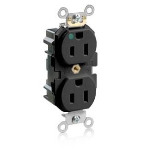 Leviton MT820-E Lev-Lok Duplex Receptacle, Black