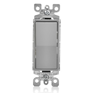 Leviton 5603-2GY 15A Decora Rocker 3-Way Switch, Grounding, Gray