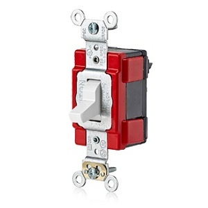 Leviton M1223-LHW 15A and 20A 120/277VAC 3-Way Toggle Switch, Extra Heavy Duty Specification Grade, White