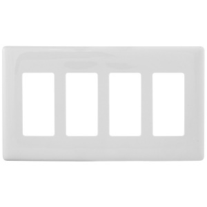 Hubbell NPS264W 4-Gang Decorator Snap-On Wallplate, White
