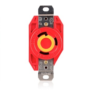 Leviton 2610-R Rec Lock 2 Pole 3 Wire L5-30R NEMA 30A 125V, Red