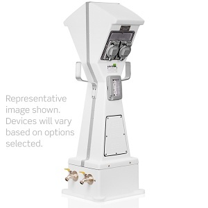 Leviton RVCS3-3S Campsider Power Pedestal with Straight Distribution Bus Bar, No Meter, Two 3/4" Water Valves, White