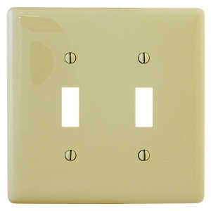 Hubbell NPJJ2I Wallplate Jumbo 2-Gang Toggle, Ivory