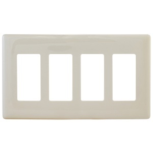 Hubbell NPS264LA Wall Plate, 4G DEC Snap-On, Light Almond