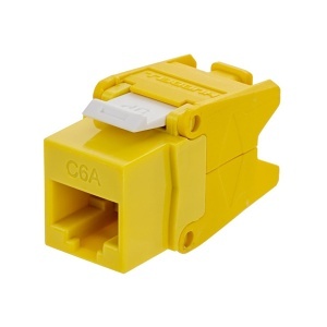 Hubbell NSJU6AY Keystone Jack, CAT6A 8-Position Universal, Yellow