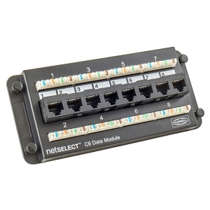 Hubbell NSODM8C6 Net Select CAT6 Data Module, 8-Port Data