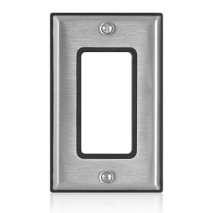 Leviton 84401-G40 Gasketed SS Decora Wallplate, 1-Gang, Stainless Steel