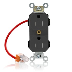 Leviton MT562-SCE Lev-Lok Duplex Receptacle, Industrial Grade, 15A, 125V, Black