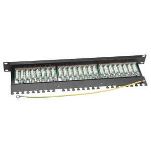 Platinum Tools 675-24C6AS Rackmount 24 Port Shielded CAT6A Patch Panel, Horizontal, 110 Type
