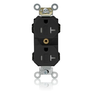 Leviton MT563-SE Lev-Lok Tamper-Resistant Duplex Receptacle Slim, 20A 125V, Black