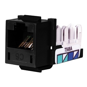 Hubbell HXJ6BK Modular Jack CAT6, Plastic, 1-Punch, Black