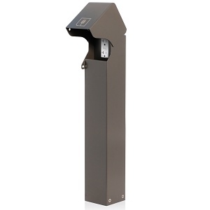 Leviton 1PF24-1Z Power Pedestal Kit, Surface Mount 1-Gang, 24", NEMA 3R, Lockable Flush Hinged Top, 20A Weather-Resistant Tamper-Resistant GFCI, Bronze