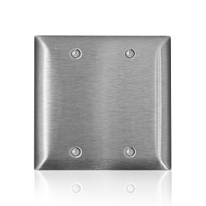 Leviton SS23-40 2-Gang Standard Blank Wall Plate, Stainless Steel