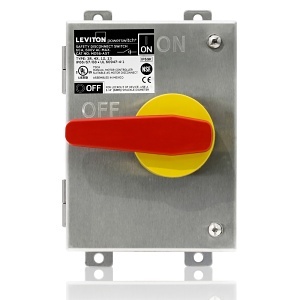 Leviton MDS6-AST 60A Stainless Steel Slope Top Disconnect Switch with Auxiliary Contact