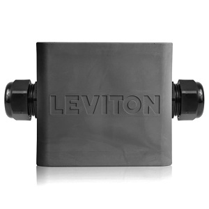 Leviton 3200F-2E Two-Gang Standard Depth Feed-Thru Portable Outlet Box for 0.590"-1.000" Cable Diameter, Black