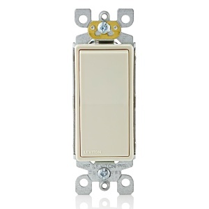 Leviton 5601-P2T 15A Decora Single-Pole Switch, Self-Grounding, Light Almond