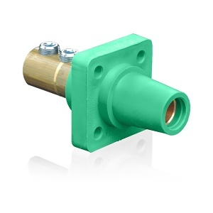 Leviton 16R22-UG 16 Series Female Receptacle, Double Set Screw, 90-Degree, 2/0 - 4/0AWG, Green