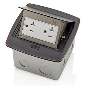 Leviton PFTR2-BZ Pop-Up Floor Box with 20A Tamper-Resistant Receptacle