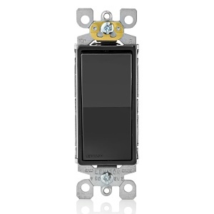 Leviton 5601-P2E 15A Decora Single-Pole Switch, Self-Grounding, Black