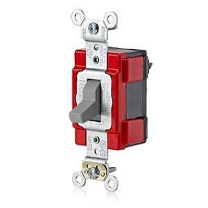 Leviton M1221-GY 20A 120/277V Single-Pole AC Quiet Toggle Switch Industrial Grade Lev-Lok Modular Self-Grounding, Gray