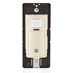Leviton DHS05-1LT Decora In-Wall Humidity Sensor and Fan Control Switch, 1/4 HP, Residential Grade, Single Pole, Light Almond