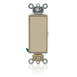 Leviton 5655-2I Decora Plus Series Single Pole Rocker Switch, Momentary Contact, 15A, 125V, Self-Grounding, Ivory