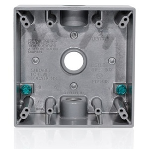 Leviton 2GM53-GY 2-Gang Weatherproof Box with (3) 1/2"D Outlets