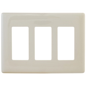 Hubbell NPS263LA 3-Gang Decora Snap-On Wall Plate, Light Almond