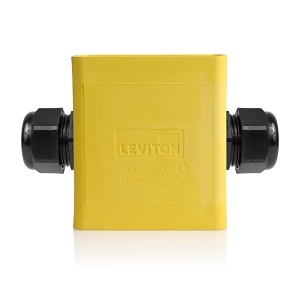 Leviton 3099F-2Y Single-Gang Extra Deep Feed-Thru Portable Outlet Box for 0.590"-1.000" Cable Diameter, Yellow