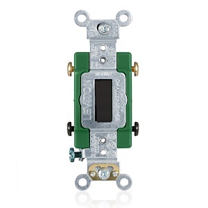 Leviton 3032-2E 30A 120/277V Toggle Double-Pole AC Quiet Switch, Industrial Grade, Self Grounding, Back and Side Wired, Black