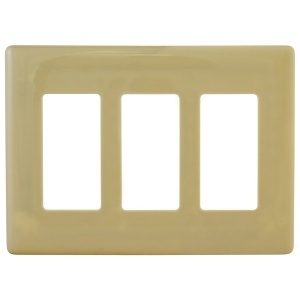 Hubbell NPS263I 3-Gang Decorative Snap-On Wall Plate, Ivory