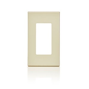 Leviton 80301-0ST 1-Gang Decora Plus Screwless Wall Plate Polycarbonate, Light Almond