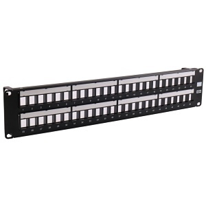 Hubbell HPJ48W HPJ 48-Port Flat Multimedia Jack Panel, Unloaded, 2U, White