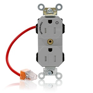 Leviton MT562-1CG Lev-Lok Duplex Receptacle, Industrial Grade, 15A, 125V, Gray