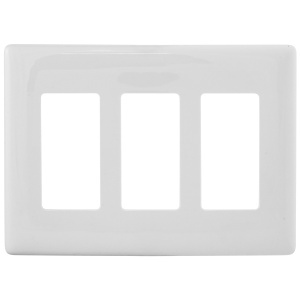 Hubbell NPS263W 3-Gang Decora Snap-On Wall Plate, White