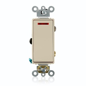 Leviton 5628-2I Decorator Switch with Pilot Light, 20A, 120VAC, Ivory