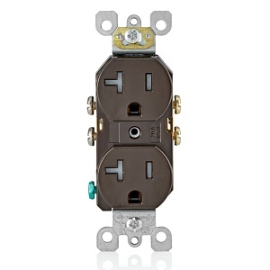 Leviton T5820 20A Tamper-Resistant Duplex Outlet / Receptacle, Grounding, Brown