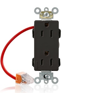 Leviton M1626-SCE 15A Lev-Lok Decora Plus Duplex Receptacle / Outlet, Industrial Grade, Split-Circuit, Self-Grounding, Black