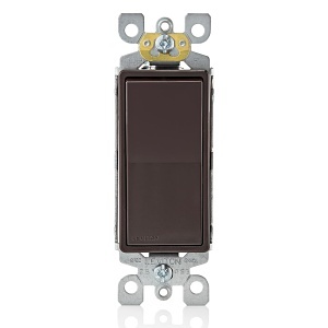 Leviton 5601-P02 15A Decora Single-Pole Switch, Self-Grounding, Brown