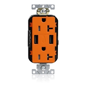 Leviton M58AA-O 20A Lev-Lok USB Tamper-Resistant Outlet Type -A