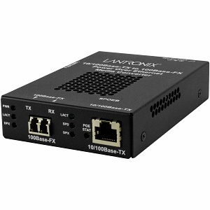 Lantronix SPOEB1039-105-JP Stand-Alone Fast Ethernet PoE Media Converter, 10/100Base-TX PoE (RJ-45) to 100Base-FX 1300nm Multimode (LC)