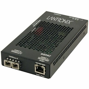Lantronix SGPAT1013-105-OZ Media Converter, 10/100/1000 PoE+ RJ-45 to 1000Base-SX MM SC