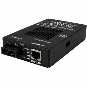 Lantronix E-100BTX-FX-06(SC)-SA Media Converter, 100BASE-TX RJ-45 to 100BASE-FX Multimode SC with Stand-Alone Power