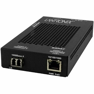 Lantronix SGPAT1039-105-EU Stand-Alone Fast and Gigabit Ethernet PoE / PoE+ Media Converter 10/100/1000Base-T PoE+ PSE to 1000Base-X