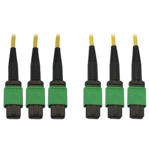 Tripp Lite N392B-61M-3X8AP 40/100G Singlemode 9/125 OS2 Fiber Optic Cable, 3x8F MTP/MPO-APC F/F, LSZH, 61m (200'), Yellow