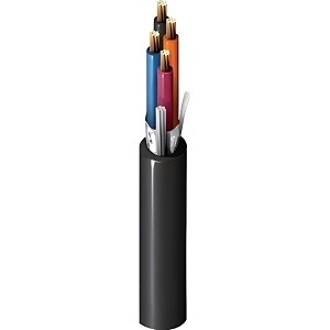 Belden 28082AS 0101000 14AWG (7x22) 4-Conductor Bare Copper Cable, Overall Beldfoil Shield, 600V, PVC, Black