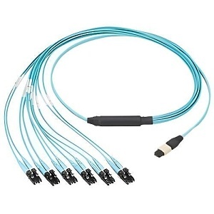 Panduit FXTRP8NQSONF011 12-Fiber Round Harness Cable Assembly, OM3, OFNP, PanMPO M to Push/Pull Duplex LC