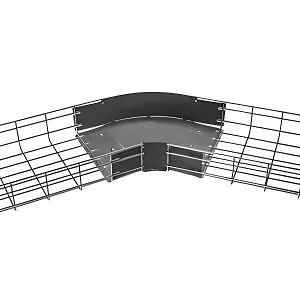 Hubbell HBT450206BK Wire Basket Tray, Preformed Radius, 45 Degree, 2"H x 6"W, Black