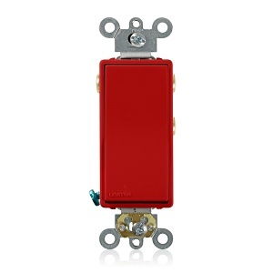 Leviton 56081-2R Decora Plus Rocker Switch, 3A, 24V, Single-Pole AC Quiet Switch, Commercial Grade, Red